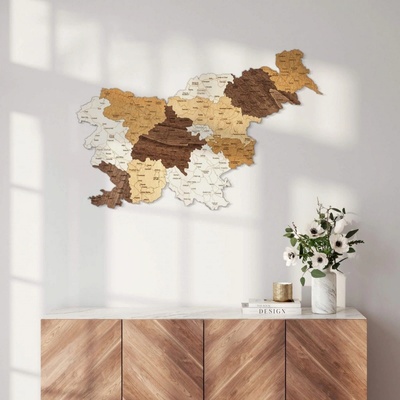 Drevená mapa Slovinska 70 x 41 cm
