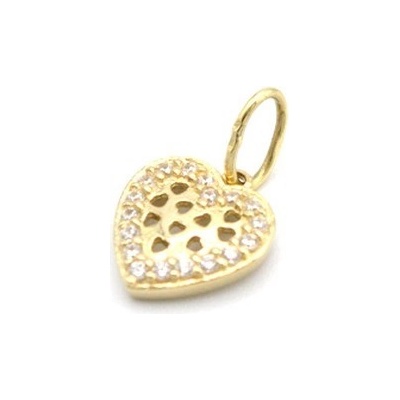 B&B Goldinvestic Zlatý přívěsek srdce se zirkony N4136