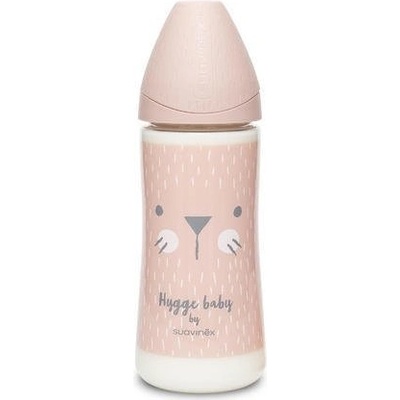 Suavinex fľaša na kašu Premium Hygge vousky růžová 360 ml