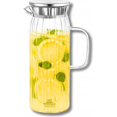 Skleněný džbán Wilmax vroubkovaný 1,5 l s kovovým víčkem