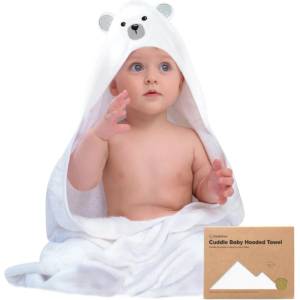 KeaBabies Бебешка Хавлия с качулка От Органичен Бамбук Бяло Мече KeaBabies (KB-HTCD-POL)
