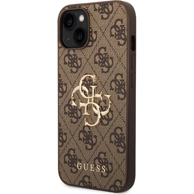 GUESS Гръб Guess PU 4G Metal Logo Case за iPhone 15 Plus - Кафяв (3666339171513)