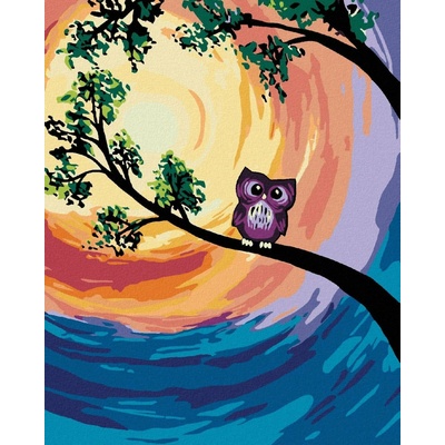 Zuty Malování podle čísel Malá fialková sovička 40 x 50 cm vypnuté plátno na rám 8596530031093