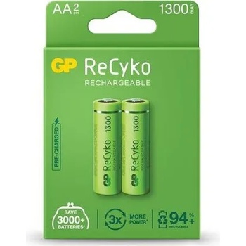 Image 1 of GP Batteries Акумулаторна Батерия R6 AA 130AAHC-EB2 1300mAh NiMH 2 бр. в опаковка GP (GP-BR-130AAHC-EB2)