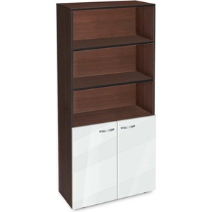 Bogdan Furniture G Етажерка BM-Ava-5 с две вратички, бял гланц с венге