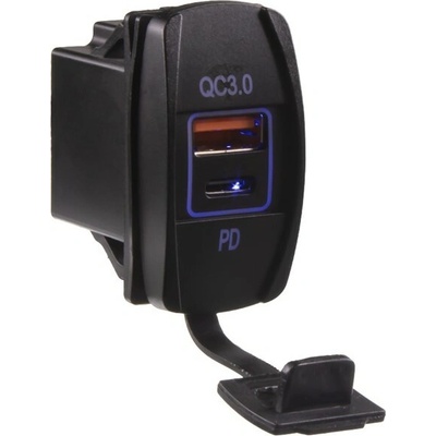 USB nabíječka QC3.0 + USB-C, "Rocker" 12/24V, 36W