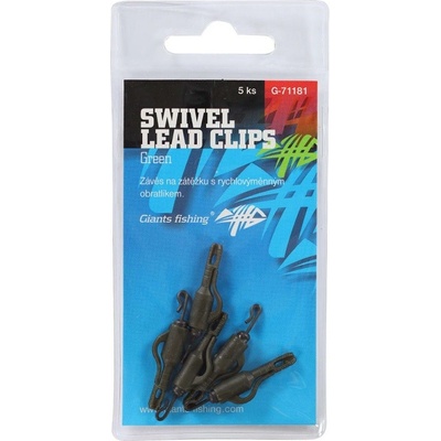 Giants Fishing Záves Na Bočné Olovo Swivel Lead Clips Green 5 ks