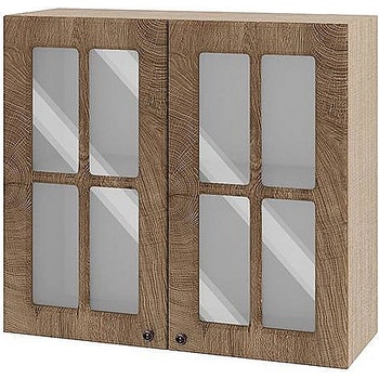 Image 1 of ИРИМ Горен кухненски шкаф витрина Сити МФ-Дъб натурал-06-104 80 см