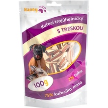 Hanny Food 100% sušené kuřecí trojúhelníčky s treskou 100 g