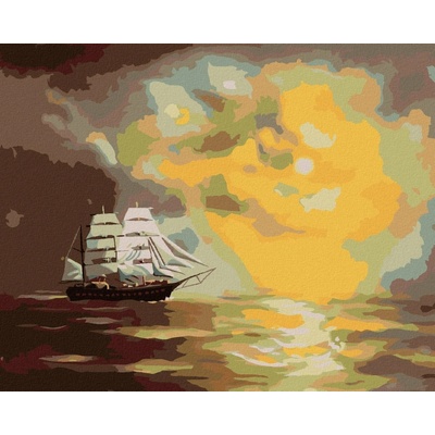 Zuty Malování Podle Čísel Plachetnice A Slunce V Mracích D. Rusty Rust 80 x 100 cm Plátno Rám