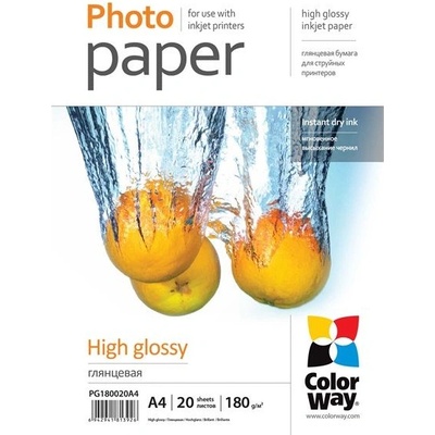 ColorWay Фотохартия с висок гланц, 180 g/m2, A4, 20 листа PG180020A4 (PG180020A4)