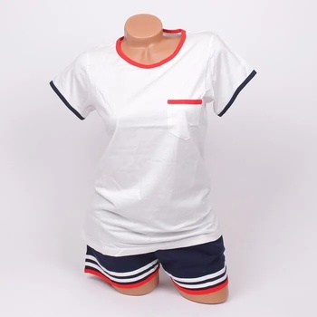 Image 1 of Дамска пижама в бяло, тъмносиньо и червено