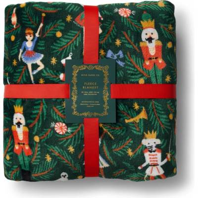 Rifle Paper fleece deka Nutcracker zelená barva 200x127