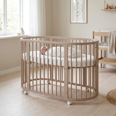 New Baby rastúca postieľka 3v1 oválna + matrac kašmírová