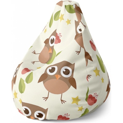 Sablio sedací vak Pear sovy 140 x 100 x 25 cm