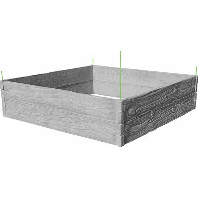 Barigadi Vyvýšený záhon betónový 200 x 200 cm výška 50 cm vzor drevo prírodná šedá