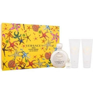 Versace Eros - Подаръчен комплект за жени: 100мл парфюм EDP + 100мл лосион за тяло + 100мл душ гел + несесер