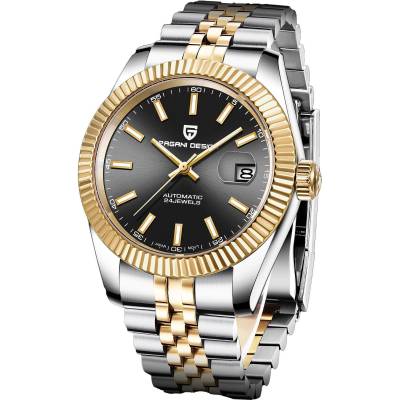 Мъжки часовник Pagani Design Krypsis, Автоматичен, Неръждаема стомана, Розово злато / Черен (PD-1645-LINE-GOLD-BLACK)