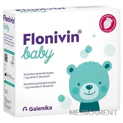 Flonivin Baby 1 set 20 ml Simetikón perorálne kvapky + 2 g vrecúško S.Boulardii