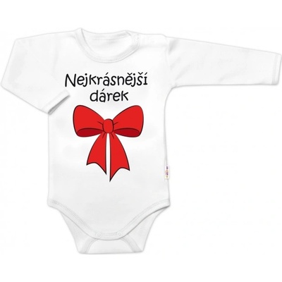 Body dlhý rukáv s vtipným textom Baby Nellys Nejkrásnější dárek biele Baby Nellys