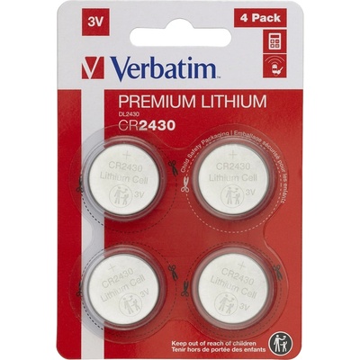 Verbatim LITHIUM BATTERY CR2430 3V 4 PACK (49534)