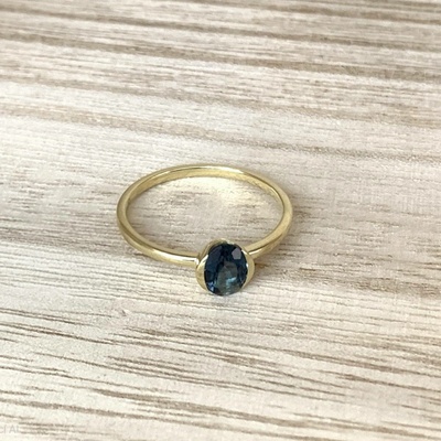 Diante zlatý prsten s London blue topazem 83001783