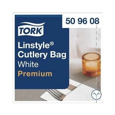 TORK Servírovacie servítky priemyselne kompostovateľné 1V Premium LinStyle biele 50ks 39x39 cm