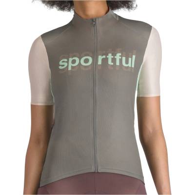 Sportful Дамска фланелка с къс ръкав за колоездене Sportful Women's Supergiara Logo Jersey Cycling jersey - Gun Metal / Pink - размер XXL (156-2556-0116)
