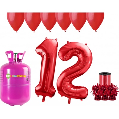 HeliumKing Helium párty set na 12. narozeniny s červenými balónky