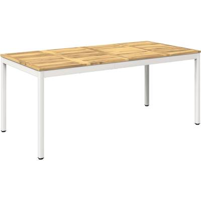 vidaXL Маса за вечеря в градината Бяло 147 x 88, 5 x 75 см (901767)