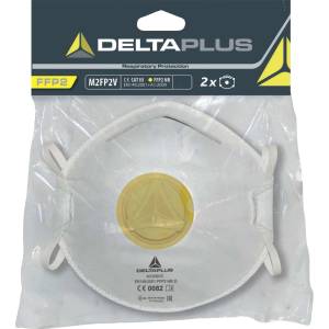 Delta Plus Респиратор delta m2fp2v / ffp2, без клапан, 2 броя в опаковка - бял, регулируем (m2fp2v)