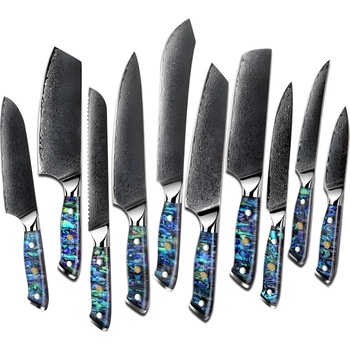 HARAHU Комплект дамаски ножове Ichihara - Синьо / Зелено KP21788 (21788)