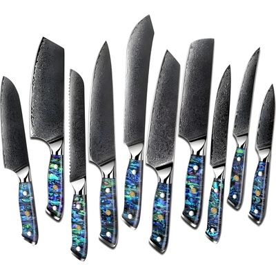 HARAHU Комплект дамаски ножове Ichihara - Синьо / Зелено KP21788 (21788)