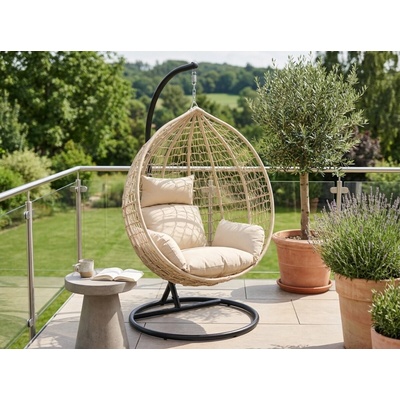 Textilomanie Závěsné křeslo KOKON se stojanem béžové – Zbozi.Blesk.cz