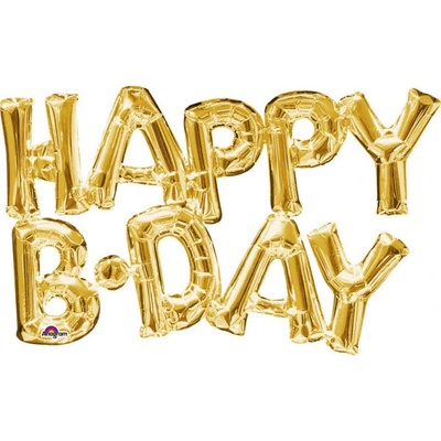 Amscan balónek HAPPY B DAY zlatý