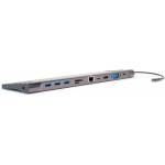 4smarts USB-C Хъб, 4Smarts 11in1 VGA-HDMI-Ethernet-USB 3.0-Card Slot, Сив (456358)