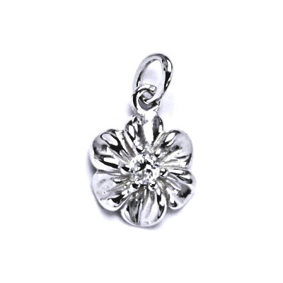 Čištín Stříbrný přívěšek s čirým zirkonem, kytička, P 1436