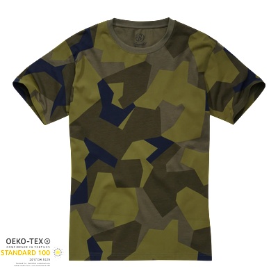 Brandit Мъжка изчистена тениска в камуфлажен цвят Brandit swedish camo M90BW-4200-125 - Зелен камуфлаж, размер XXL