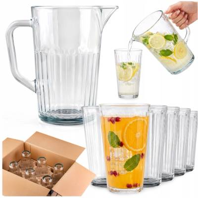 Súprava SuperButelki Džbán s vrúbkovaním 1 L + 6x pohárov 1 l