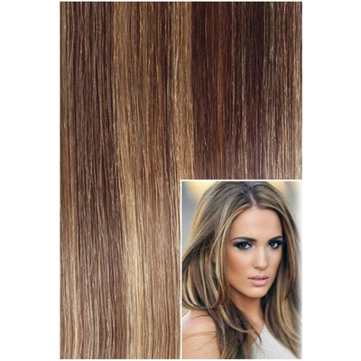 DELUXE Clip in 60cm REMY lidské vlasy TMAVÝ MELÍR