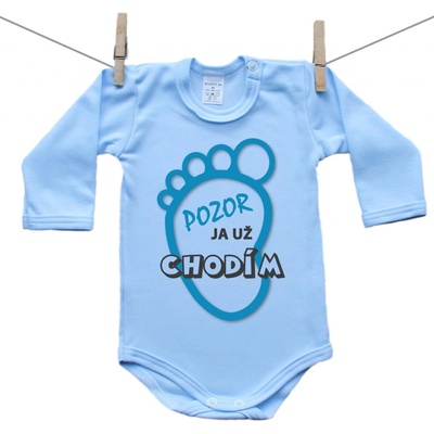 Boodyy Body s dlhým rukávom modré Pozor ja už chodím