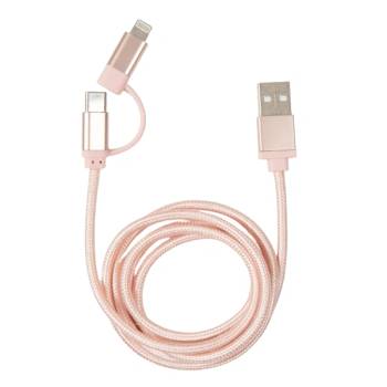 Kikkerland US237-RG оплетен USB-C Lightning кабел в розово злато (US237-RG)