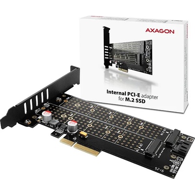 Axago AXAGON PCEM2-D, PCIe x4 - M.2 NVMe M-key + SATA B-key slot adaptér, LP