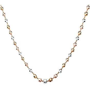 SAVICKI Колие с топчета Savicki: трицветно злато, 585