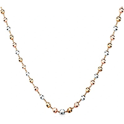 SAVICKI Колие с топчета Savicki: трицветно злато, 585