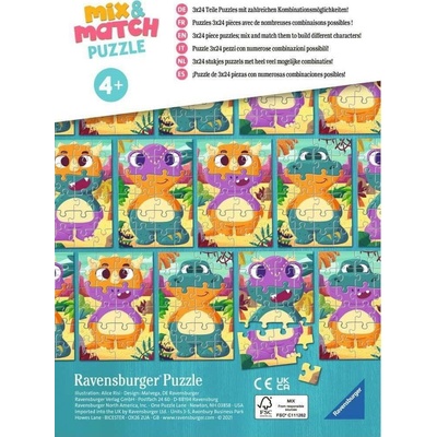 RAVENSBURGER Mix&Match Roztomilí dinosauři 3x24 dielov