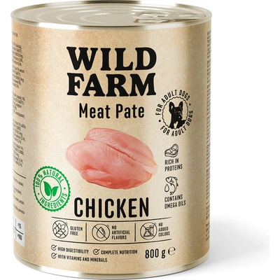 WILD FARM Пастет с пилешко месо 800 г безглутенова храна за кучета