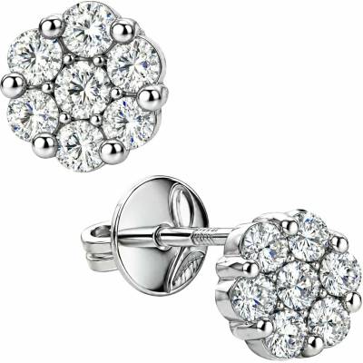Zlaton Náušnice bílé zlato květina pecky 0.6cm 1.3g s diamanty 0.450ct N19062603445