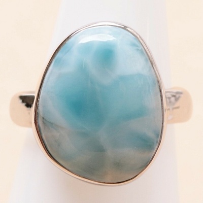 Nefertitis Larimar prsten stříbro LOT402