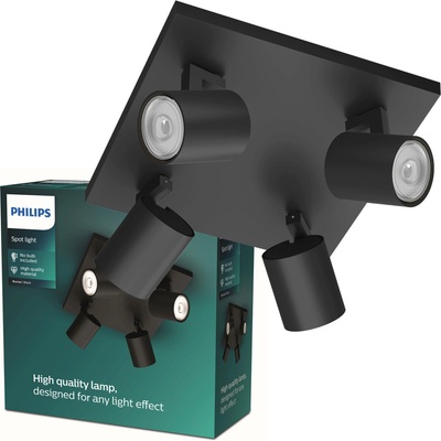 Philips Runner bodové svietidlo 4× GU10 20 W, bez zdroja IP20, čierne